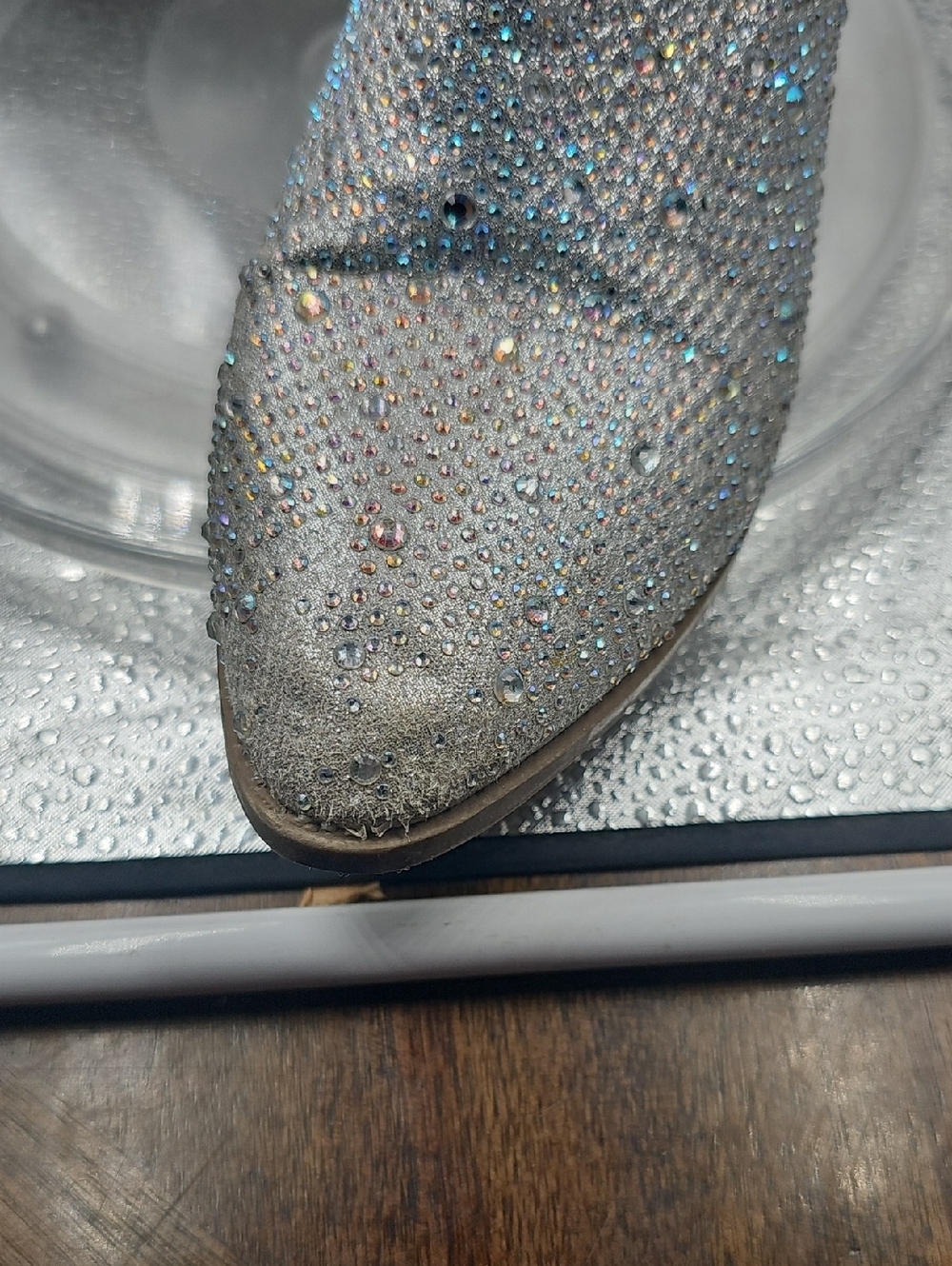J Girls Silver Size 2 Rhinestone Glitzy Bling Western Boots - Picture 4 of 8
